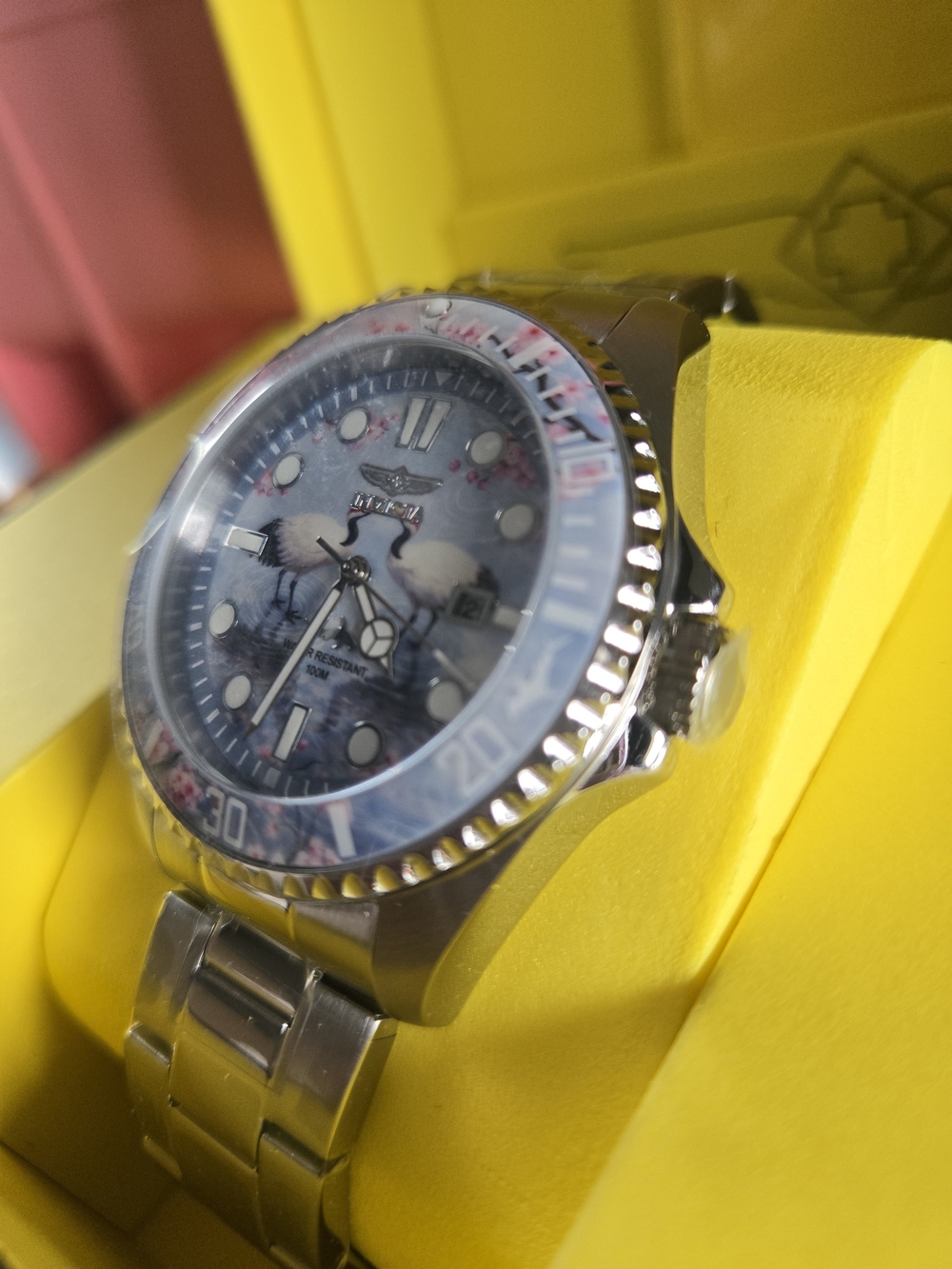 51063Invicta ProDiver Visions From Above Cranes Cherry Blossoms UnisexWatch 43mm - Picture 4 of 6